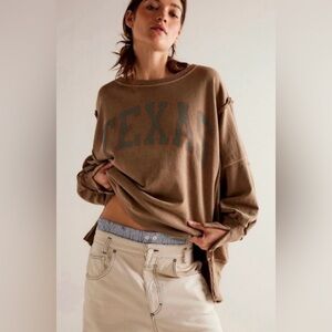 NWOT Free People Camden Graphic Texas Pullover Sweatshirt